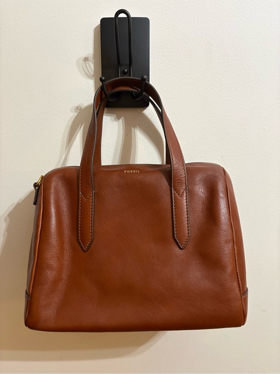 Fossil Handbags - Fossil Cognac Leather Satchel with Top Handles